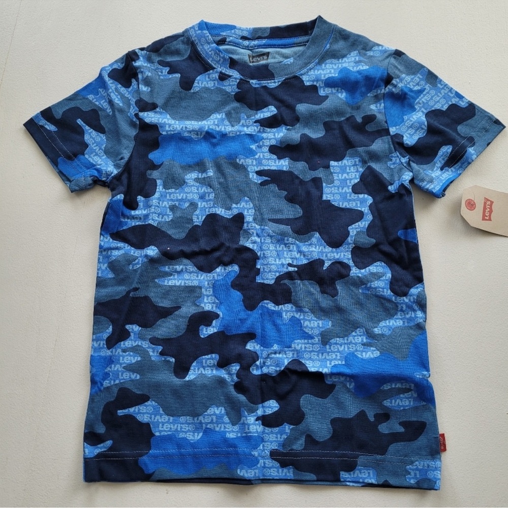 Boys Levi's Short Sleeve Camo Blue 100% Cotton T-Shirt